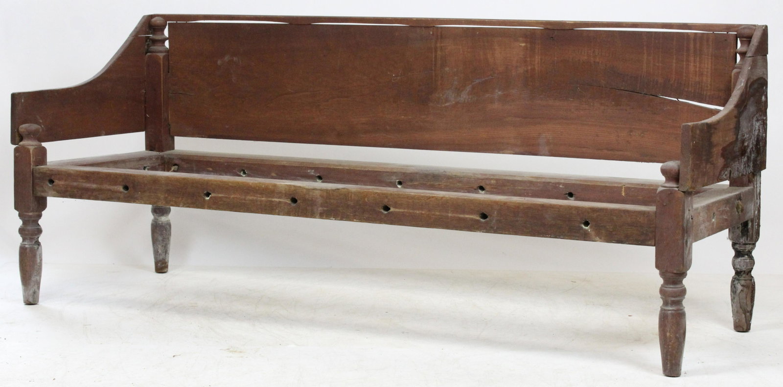 19th c Sheraton Vermont Country Sofa: 19th c Vermont Country Sofa or Daybed in old red surface 70 x 24 x 30"