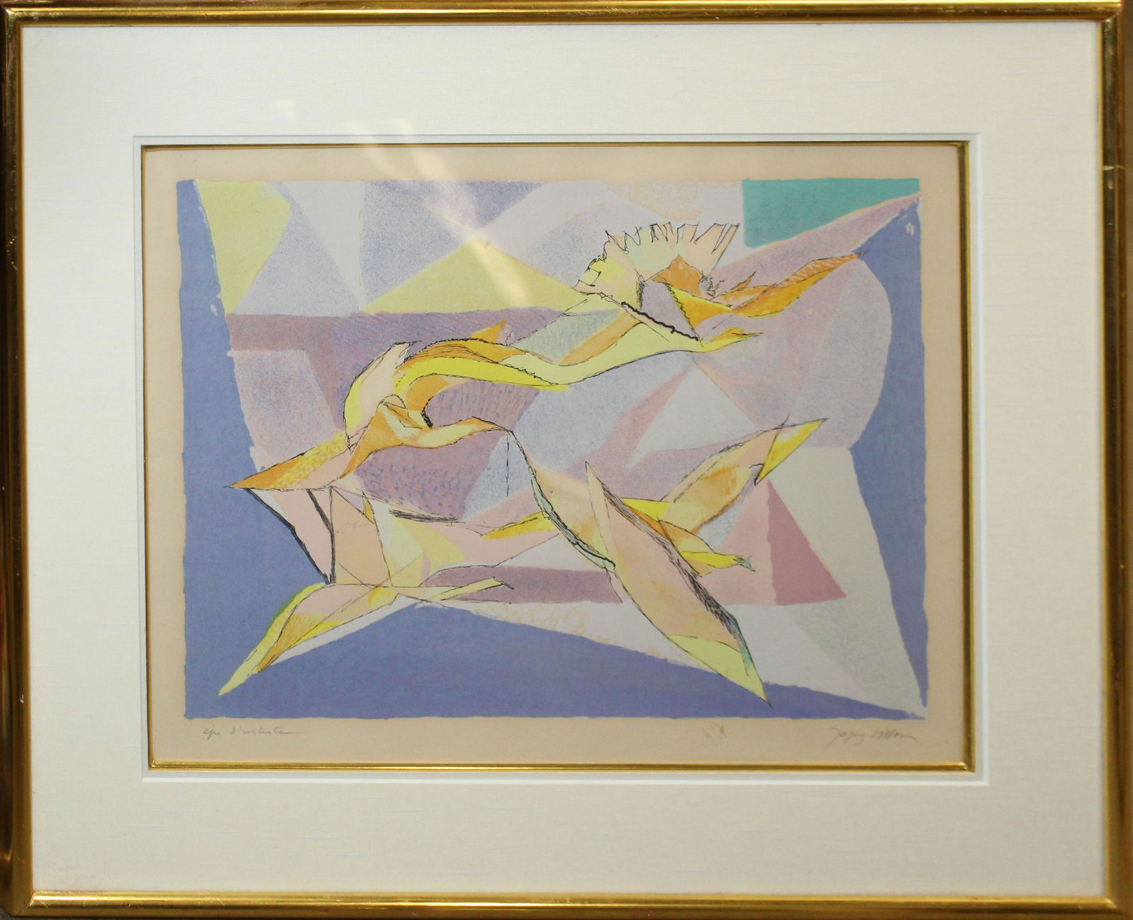Jacques Villon/ Gaston Duchamp (FR 1875-1963): Jacques Villon/ Gaston Duchamp (French 1875-1963) Conquete De L'Air lithograph on paper plate 12 x 16" signed lower margin