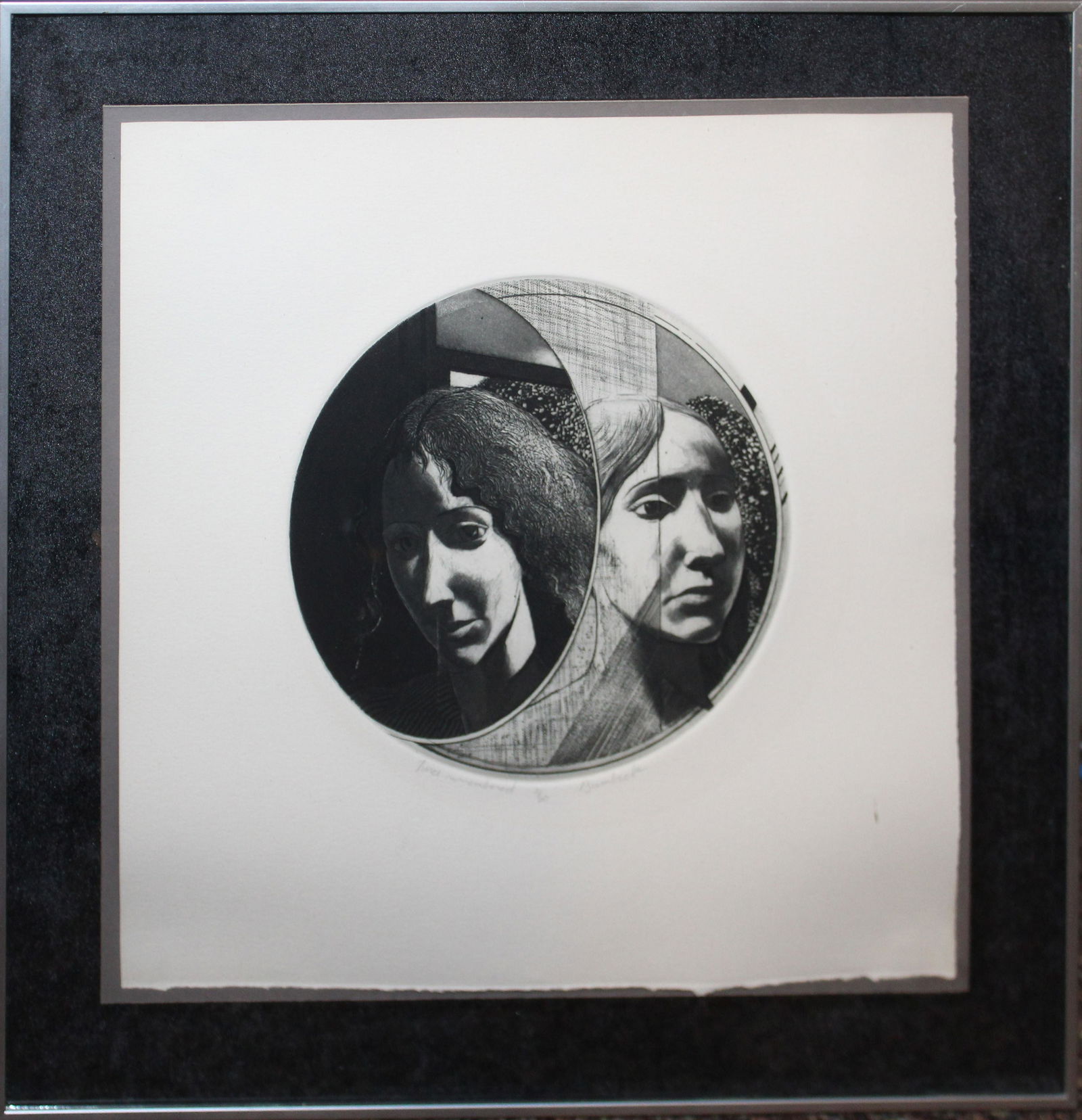 David Bumbeck (VT 1940-) Twice Remembered.: David Bumbeck (Vermont 1940-) Twice Remembered etching signed lower margin 8" diameter.