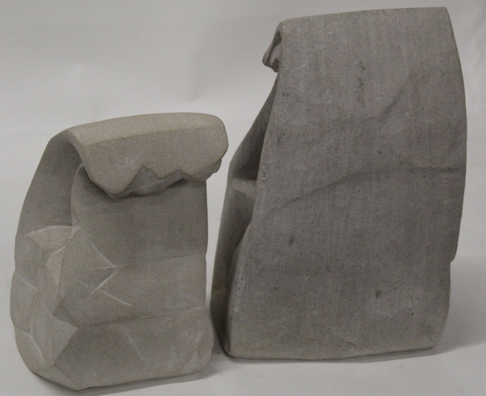 Nora Valdez (AM/AR Contemporary): Nora Valdez (American/Argentina Contemporary ) Two Stone Bags, Diptych one 7 x 12 x 6" one 9 x 16 x 6" - Purchased from Artist, - Nora Valdez is an international artist who generally works on an insti