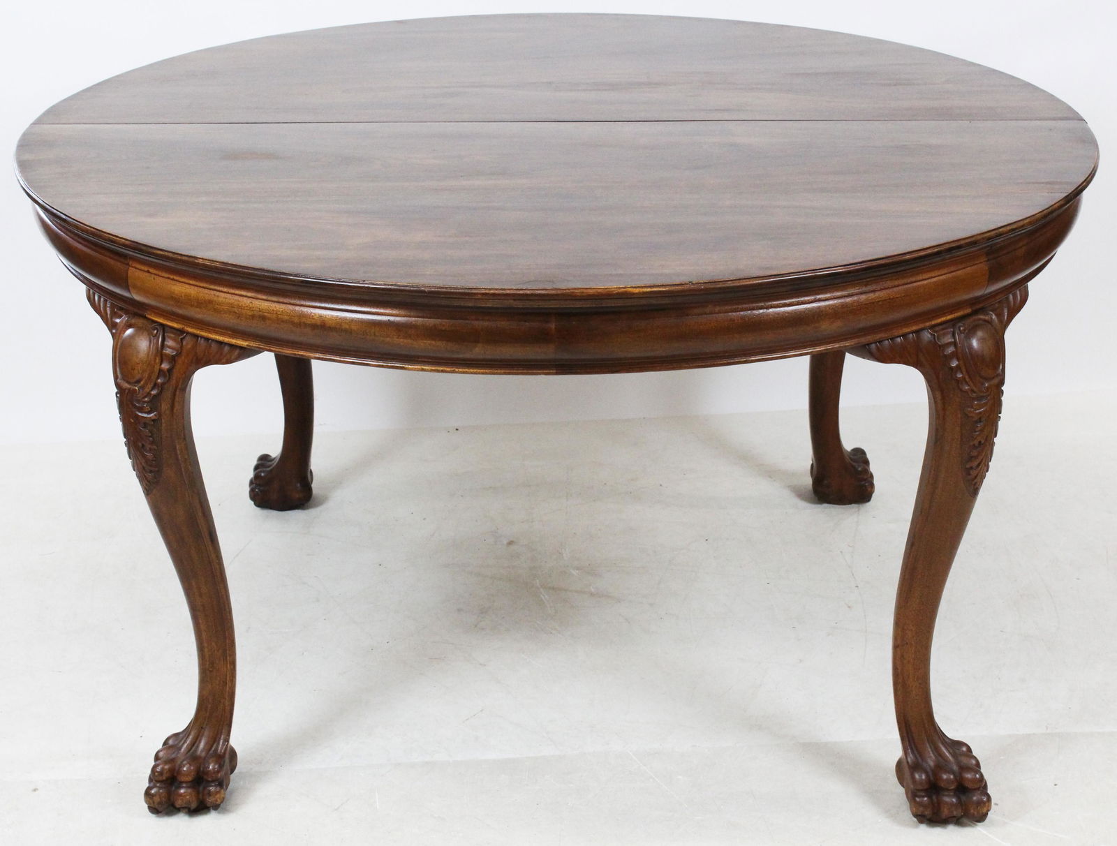 French Provincial Dining Table and Chairs: French Provincial Dining Room Table and Chairs Six Chairs with later houndstooth cushions, table measures 68 x 44" with two 22" leaves