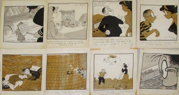 eight Dave Breger 1950's cartoon panels