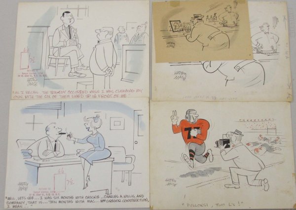 four 1950's Harry Mace Cartoon Panels
