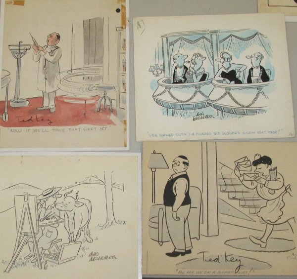 four 1950's cartoon panels: 2 Ted Key and 2 Daly Detterberg