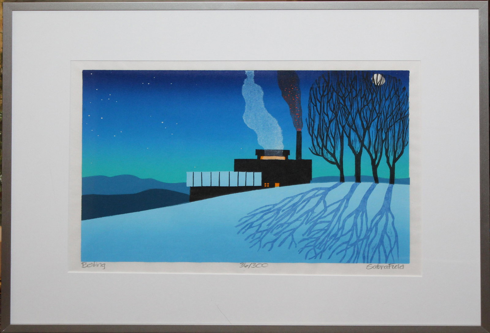 Sabra Field (VT 1935-) Boiling: Sabra Field (Vermont 1935-) Boiling woodblock print on paper signed lower margin editioned 36/300 10 x 15"
