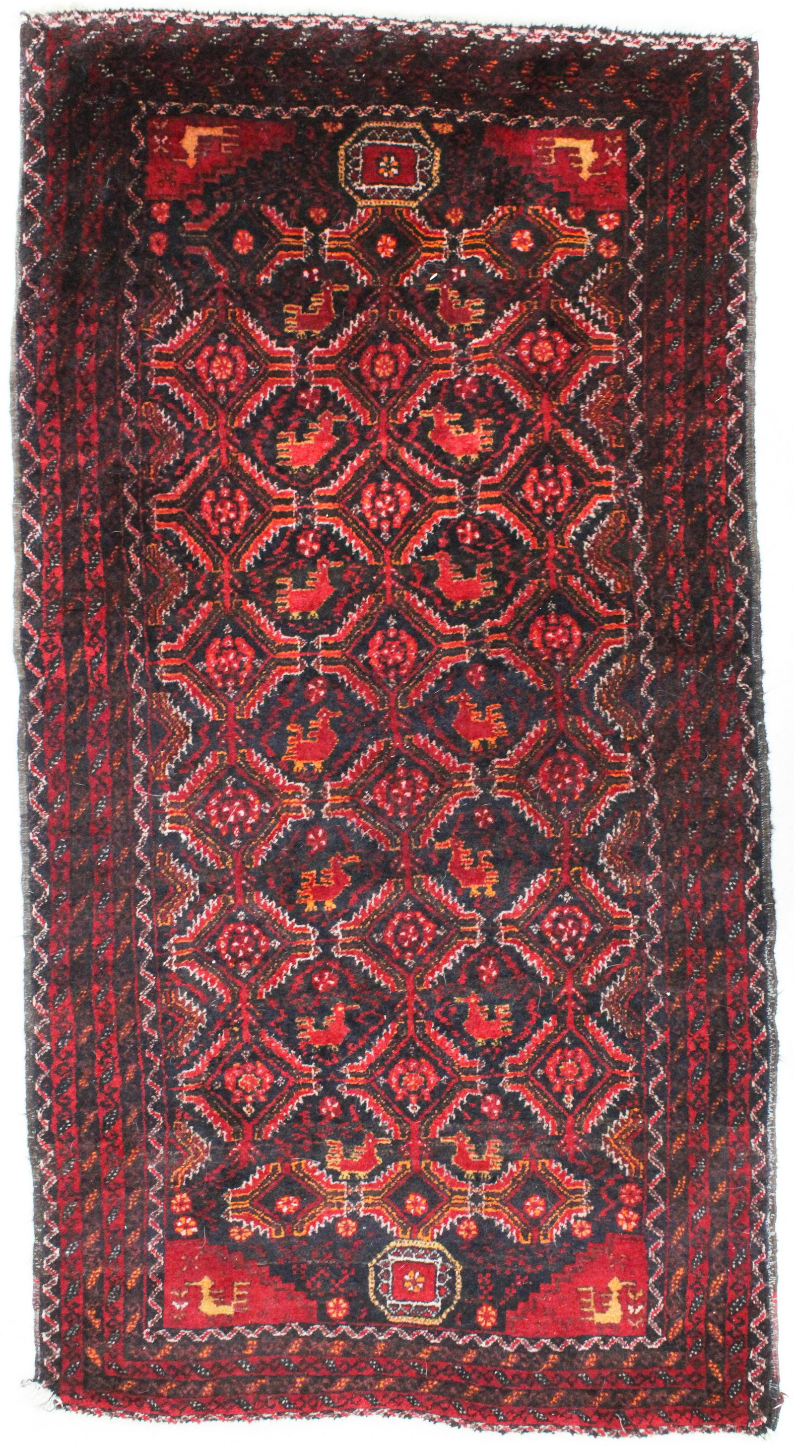 Mid 20th c Persian Area Rug: Mid 20th c Persian area rug with bird motif, 2' 11" x 5' 6"