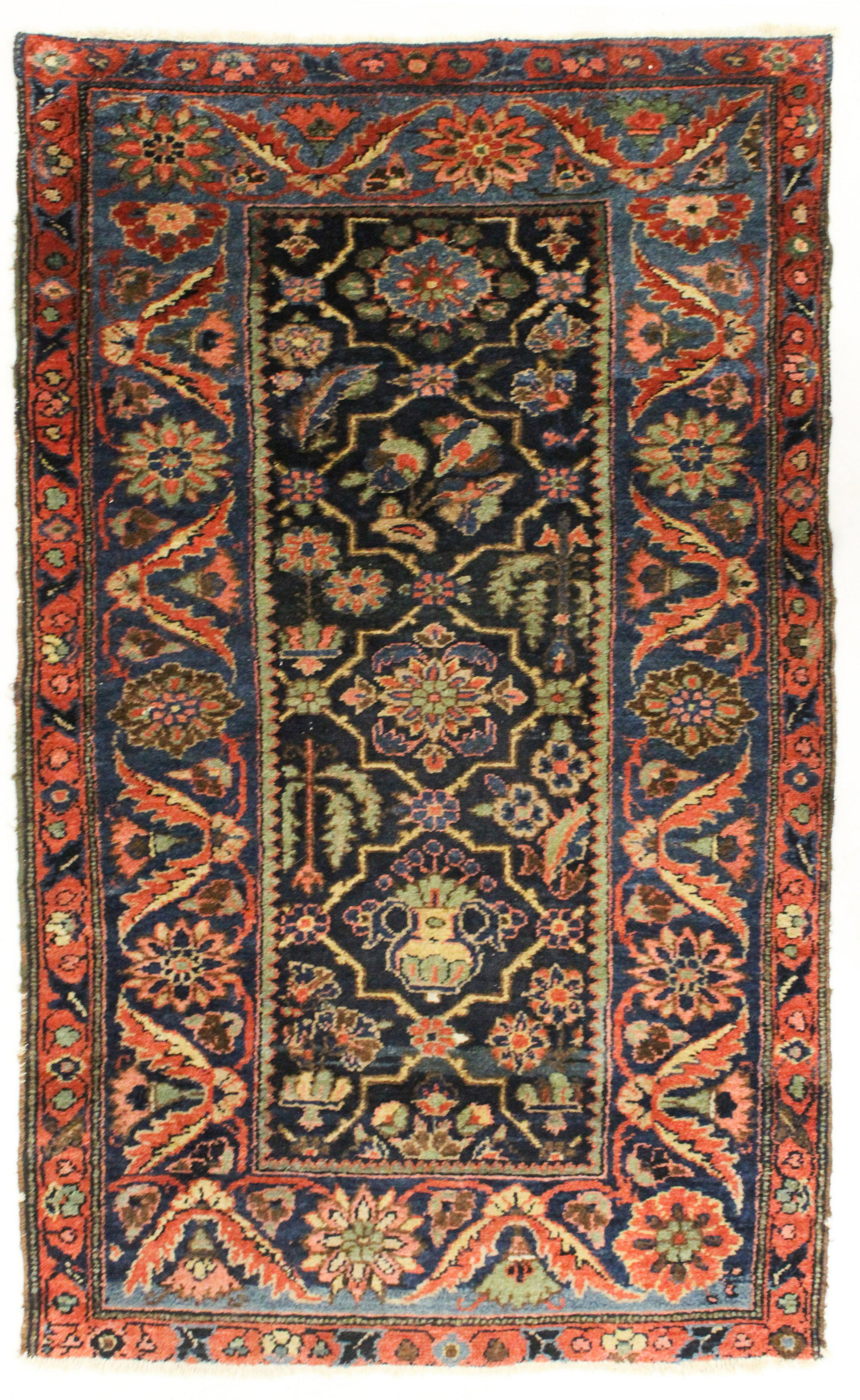 Early 20th c Persian Sarouk Area Rug: Early 20th c Persian Sarouk area rug, thick pile, 3' 1" x 4' 11"