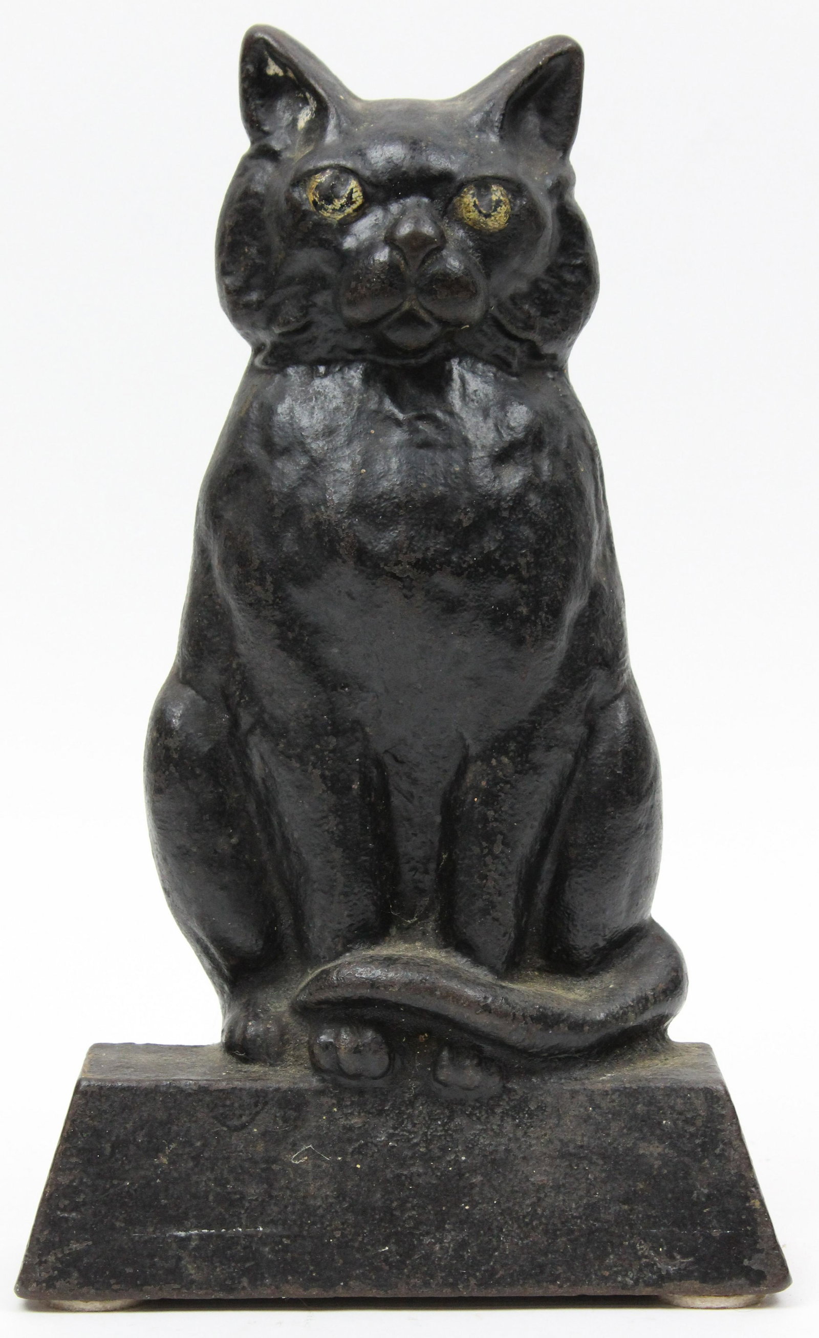 Vintage Black Cat Cast Iron Doorstop: Vintage black cat cast iron doorstop, ht 12 1/4"