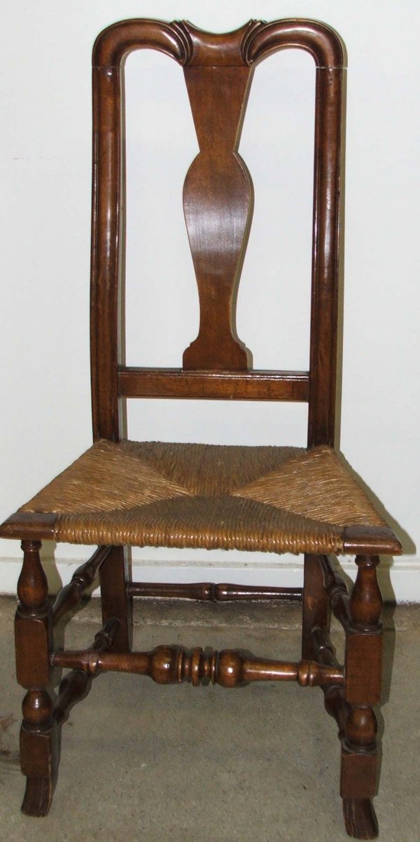 Queen Anne maple and birch Spanish foot sidechair: Queen Anne maple and birch Spanish foot sidechair
