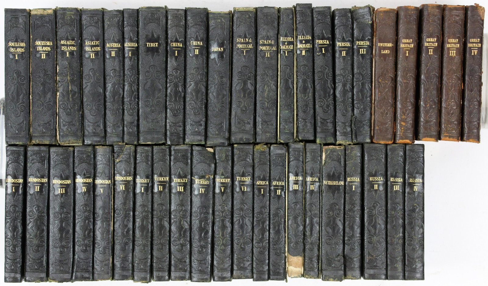 1822 The World in Miniature by Frederic Shoberl: ca 1821- 1823 "The World in Miniature", edited by Frederic Shoberl (43 vols), R Ackerman, London, complete 1st edition set in original boards, illustrated with 645 hand colored plates, etc (not collat