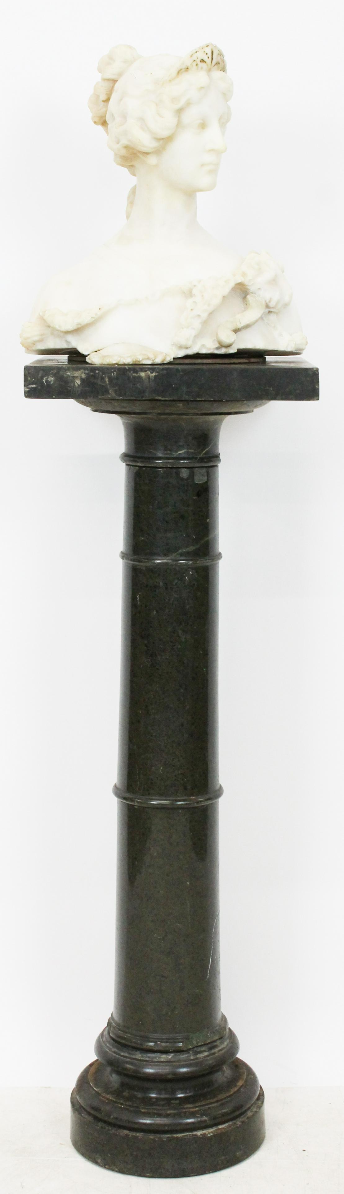 Victorian White Marble Bust on Plinth (1 of 6)