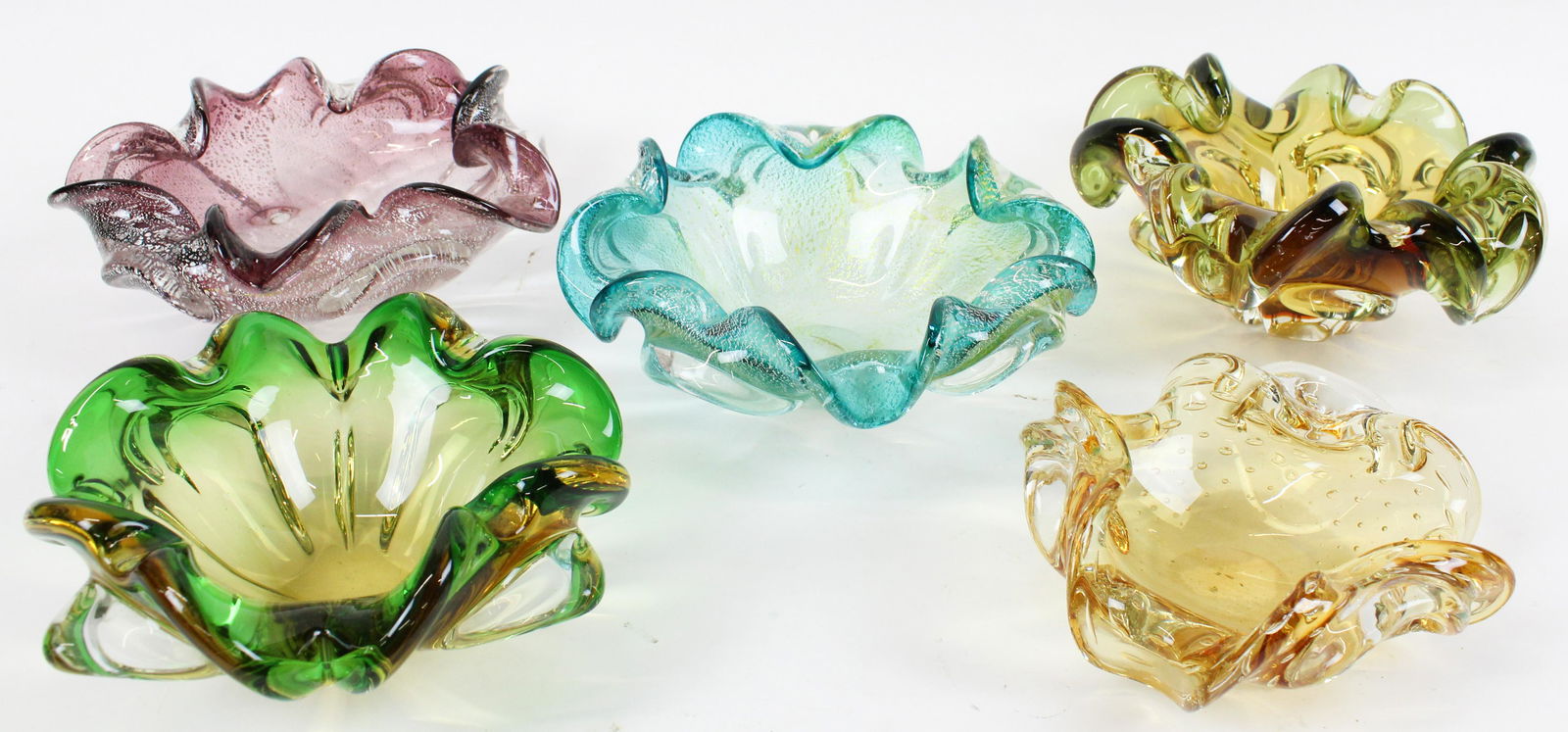 Group of 5 Murano Floraform Dishes (1 of 2)