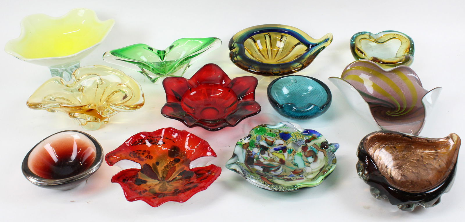 Collection of 12 Murano Art Glass Dishes (1 of 3)