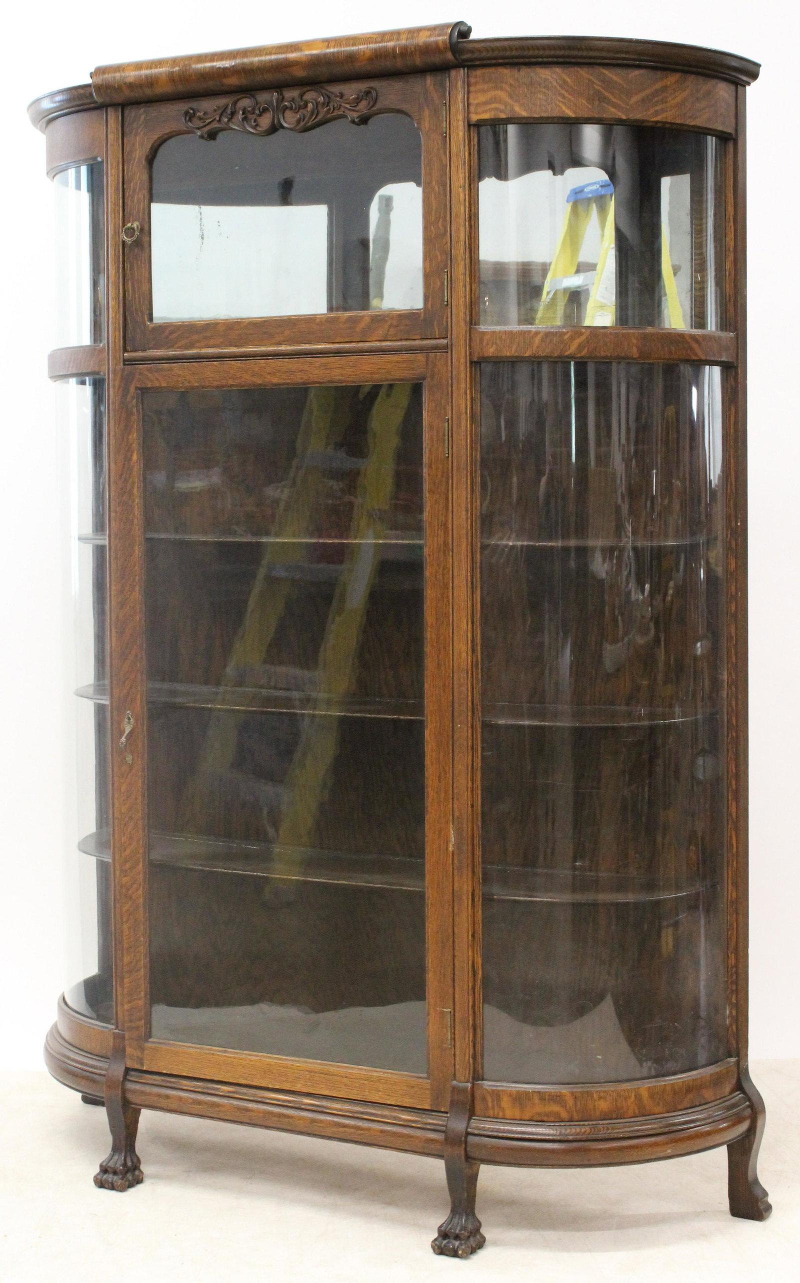 Oak Curve Glass China Cabinet (1 of 5)