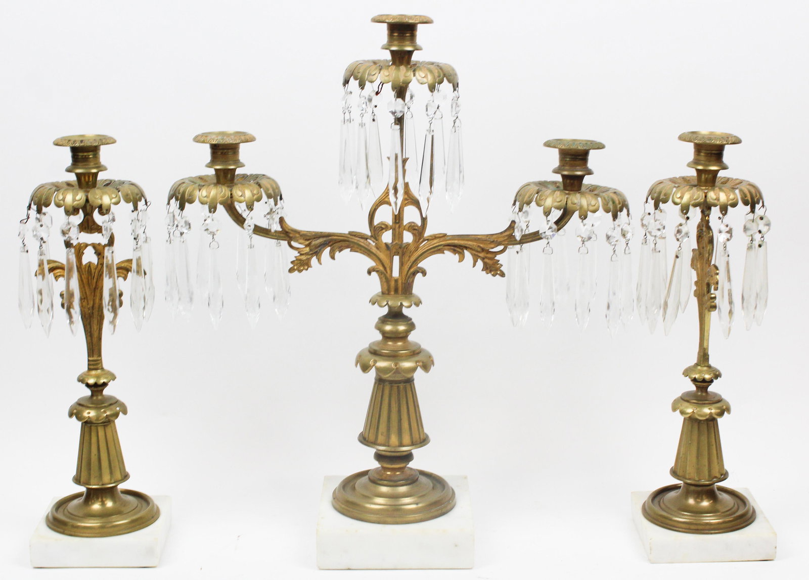 Late 19th c Gilt Brass Girandole Set (1 of 3)