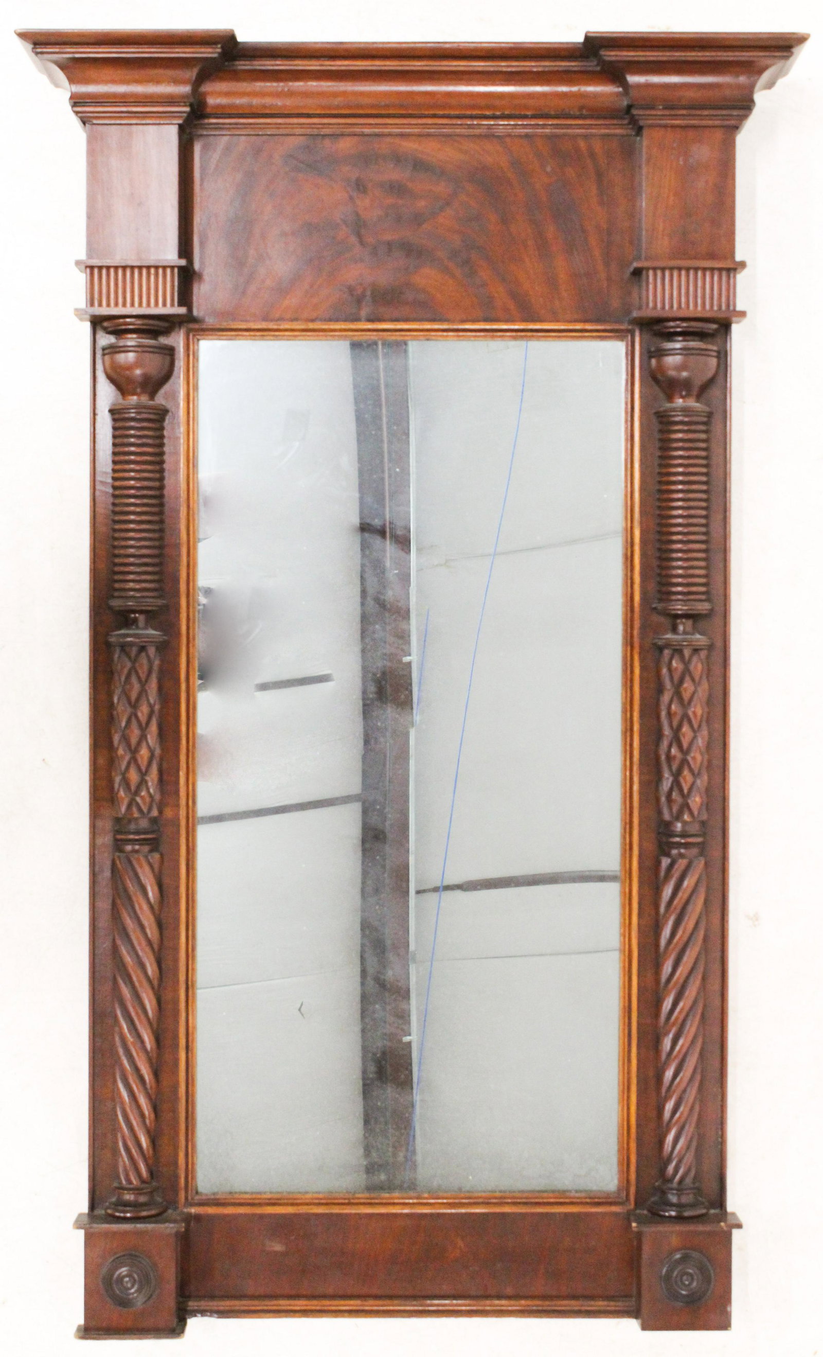 Sheraton Style Mahogany Split Column Mirror (1 of 3)