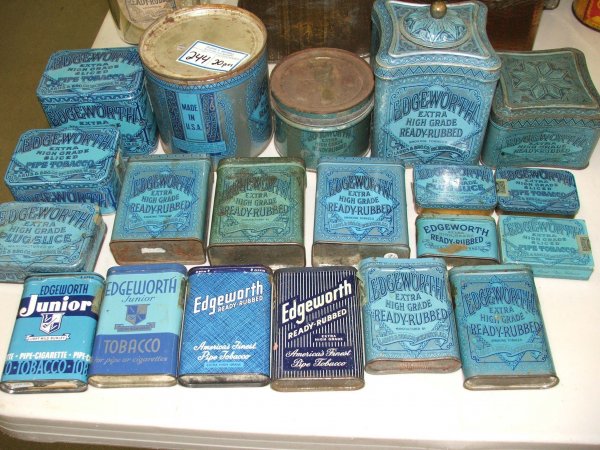 Lot of 20 Edgeworth tobacco tins includign pocket: Lot of 20 Edgeworth tobacco tins includign pocket sample, humidor etc