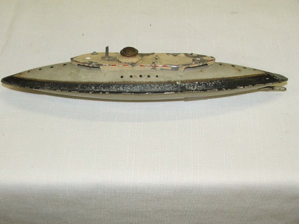 ptd tin wind-up submarine toy- missing propeller &: ptd tin wind-up submarine toy- missing propeller & rudders