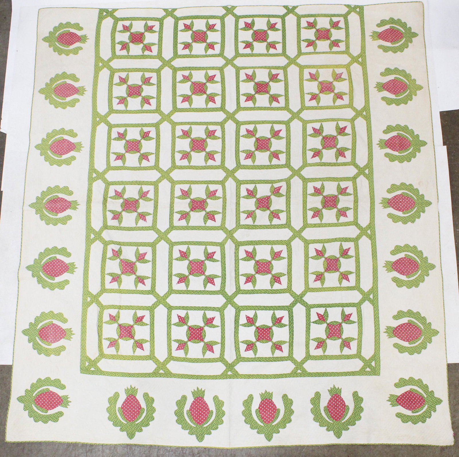 19th c Pineapple Pattern Pieced Quilt (1 of 4)