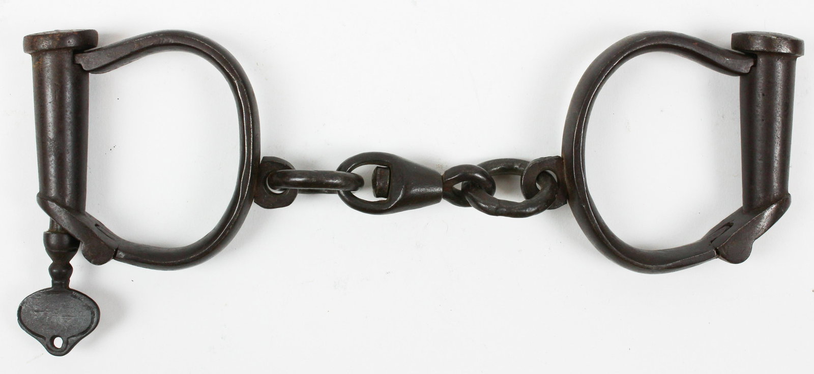 19th c Steel Handcuffs with Key (1 of 3)
