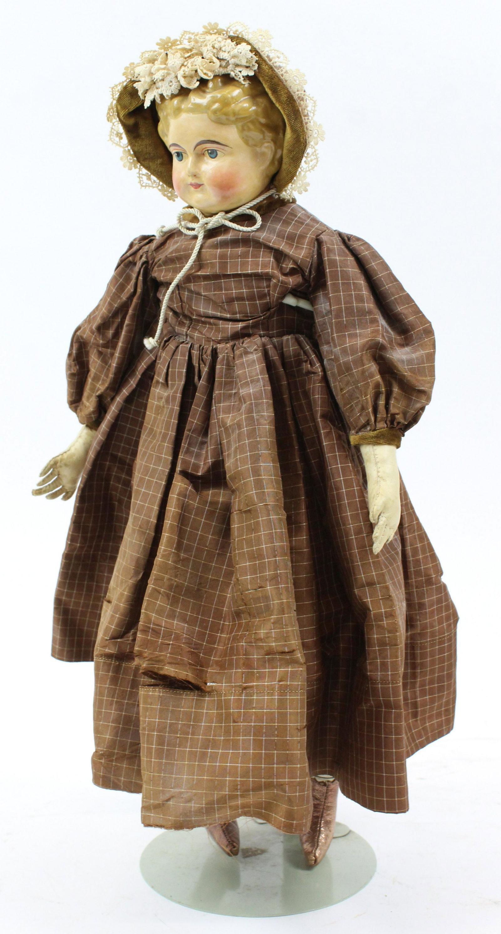 19th c Molded Hair Composition Doll (1 of 4)