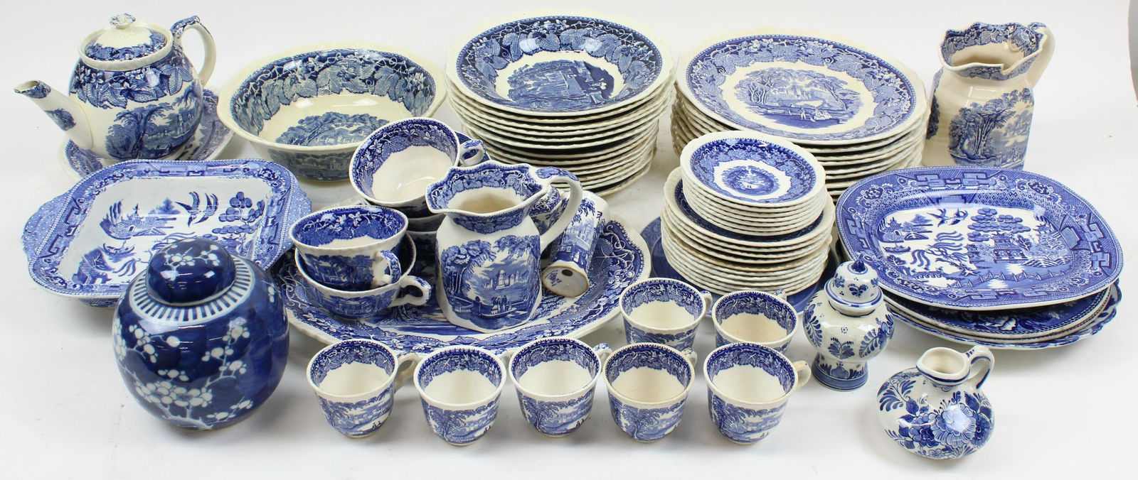 Large Lot of Blue and White China Incl. Masons (1 of 4)