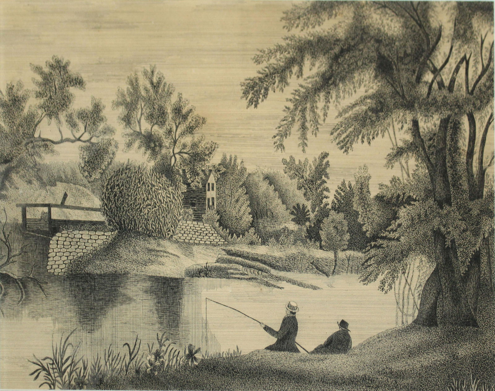 19thc American School pen and ink drawing (1 of 2)