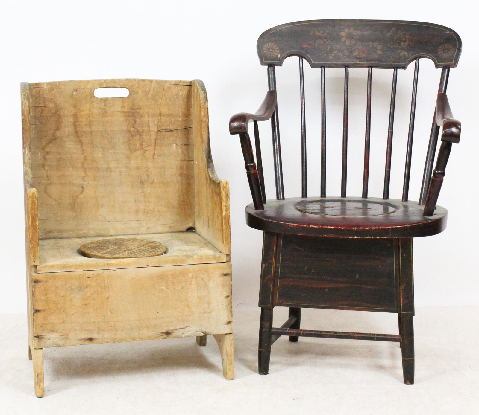 Two 19th c. Wooden Commode Chairs (1 of 4)