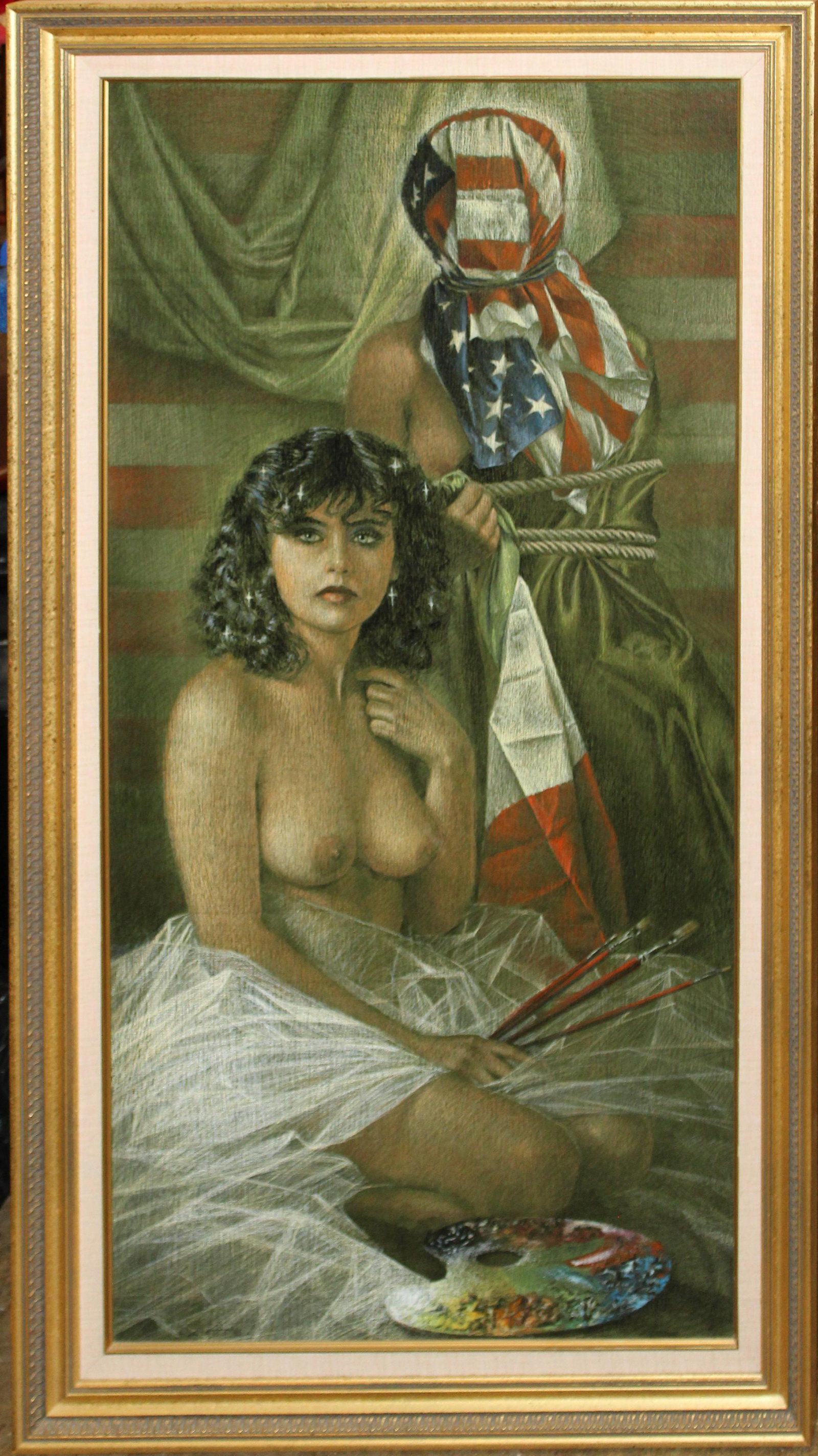 Walter Girotto (AM 1953-): Walter Girotto (Am 1953-) Nude circa 1981- oil on panel with supporting documents 46 x 24"