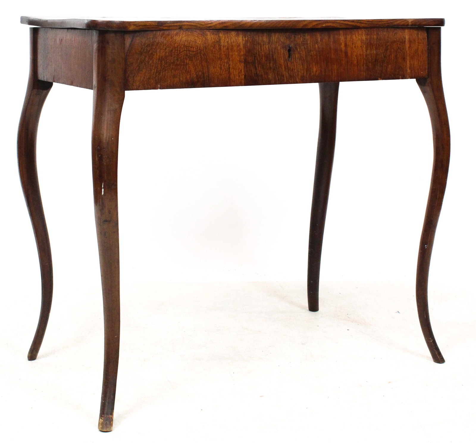 French 18th c Writing or dressing table: French 18th c writing or dressing table chestnut with inlaid divided fruitwood interior 31 x 17 x 29"- Ex. Iris Love