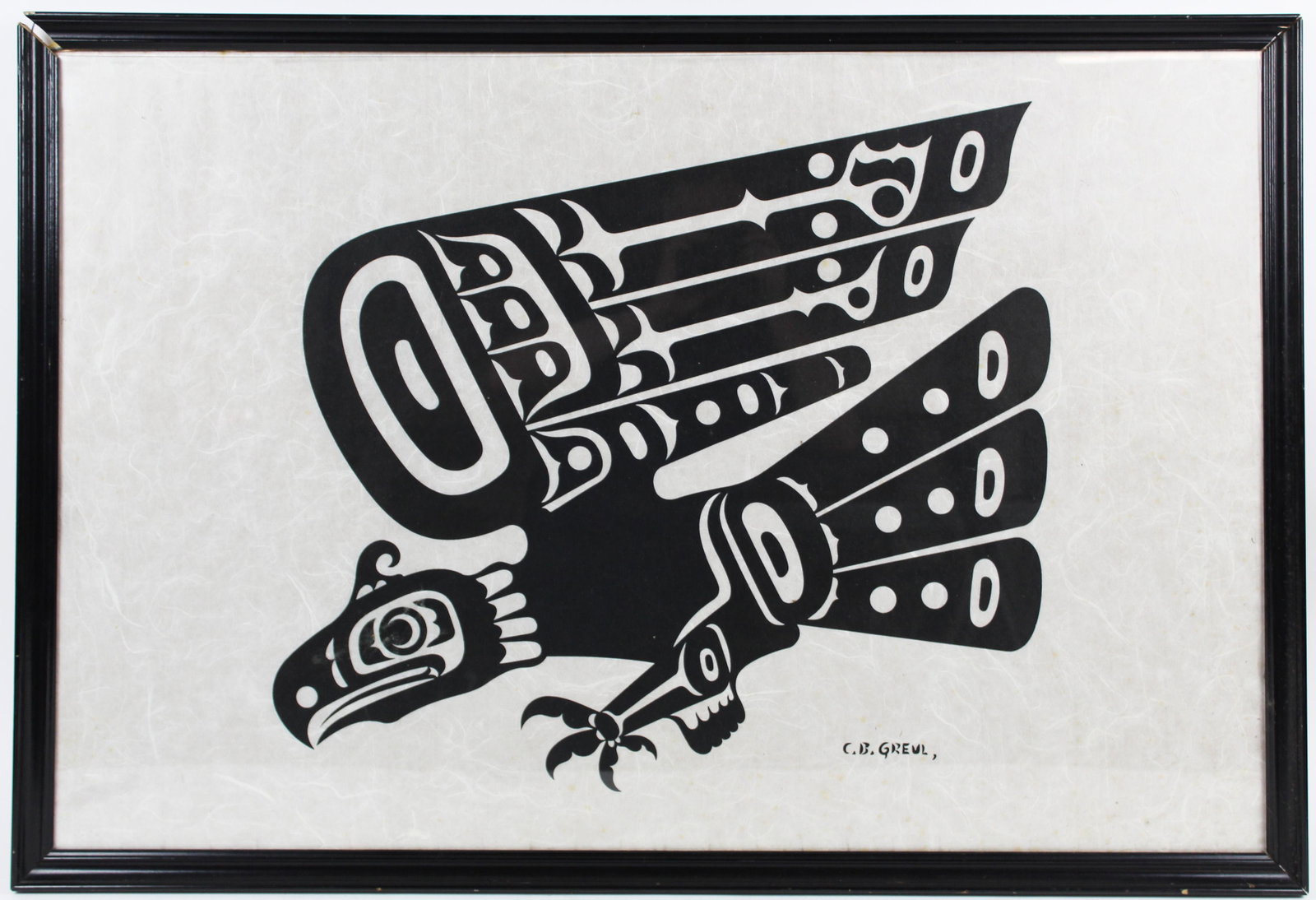 C B Greul Northwest Coast Silkscreen Print: Charles B Greul Haida Northwest Coast Native American silkscreen print, 23" x 35"