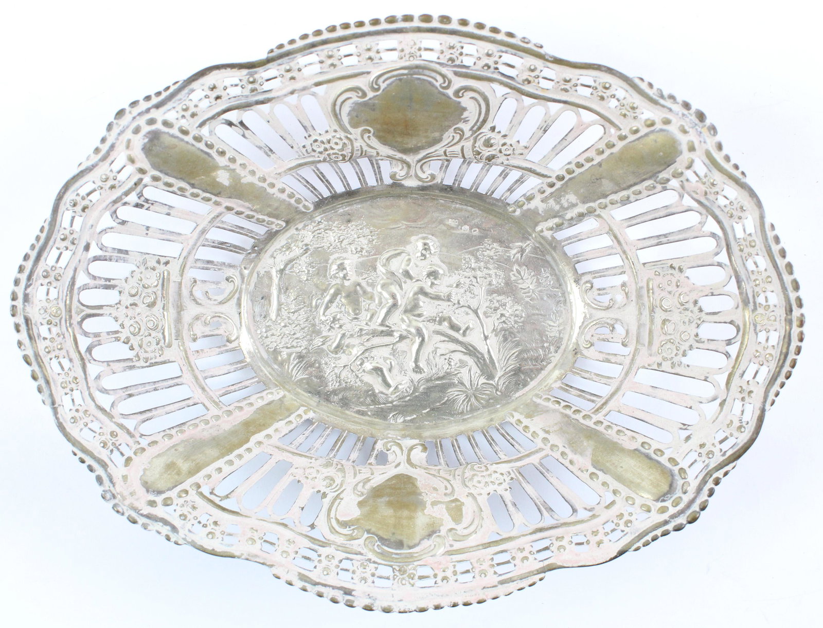 German 800 Silver Reticulated Oval Serving Dish (1 of 3)