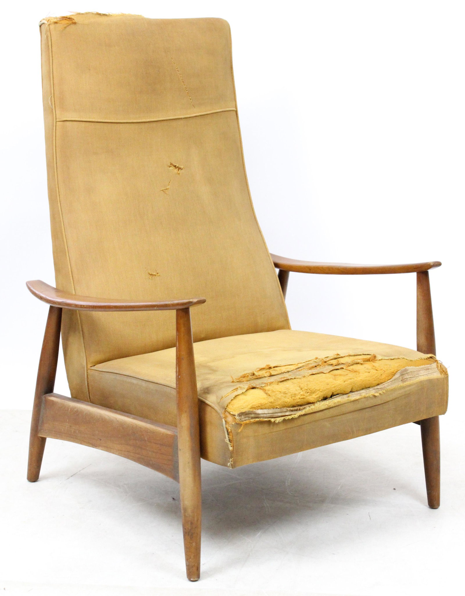 Pearsall Style Recliner in teak: Teak reclining armchair - as found