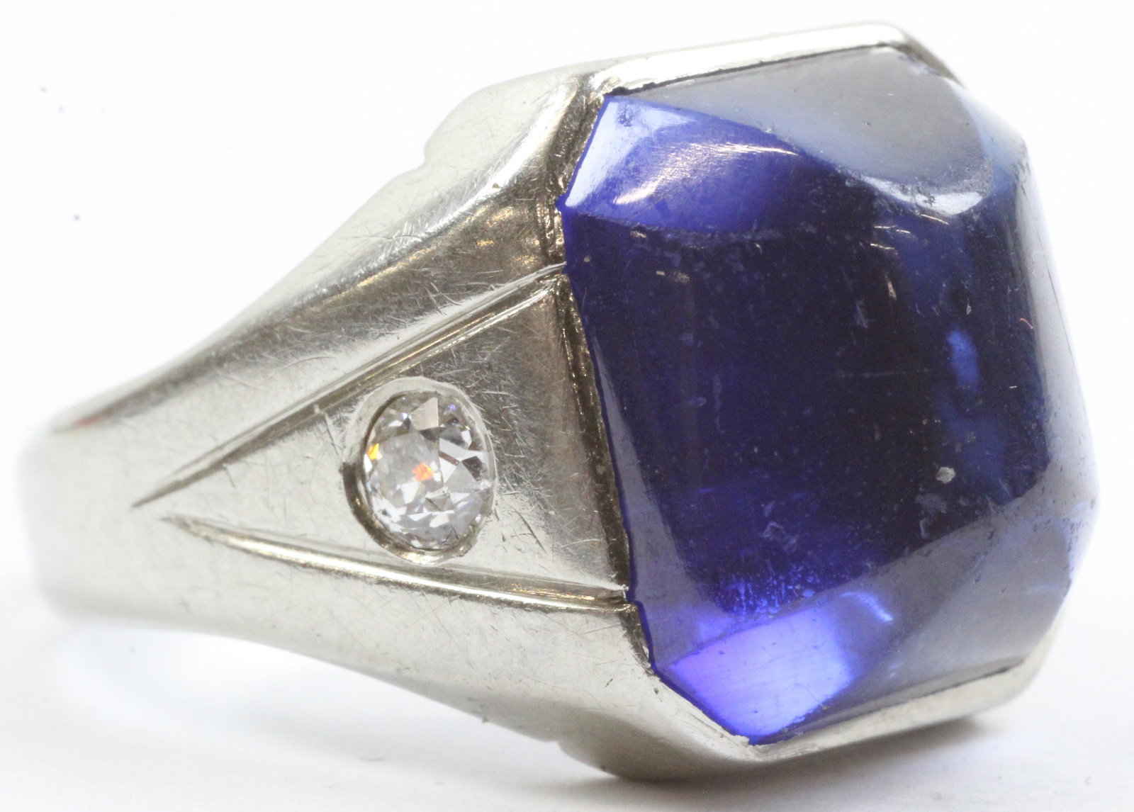 10 CT Sapphire, Diamond, & 18k Men's Ring (1 of 2)