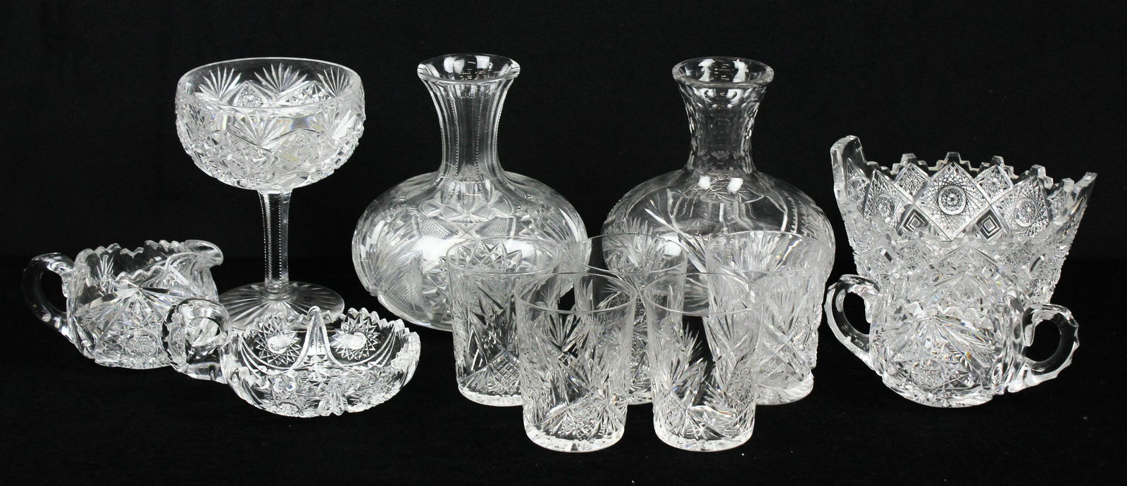 Collection 12 pcs. of Brilliant Period Cut Glass (1 of 5)