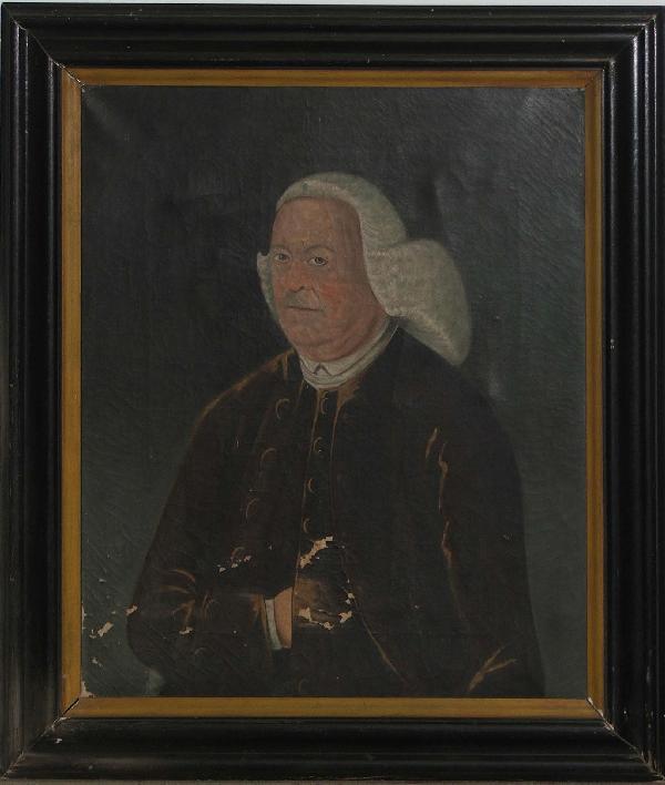 30 x25 inch o/c 18th century folk art portrait of a: 30 x25 inch o/c 18th century folk art portrait of a gentleman as found in Kent Corners Calais VT