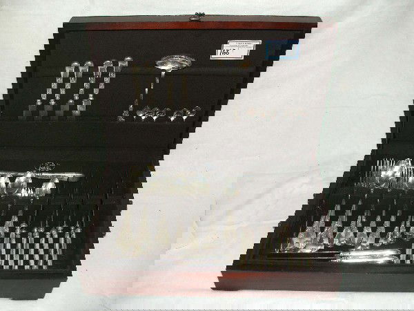 63 piece Christofle silver flatware set: 63 piece Christofle silver flatware set