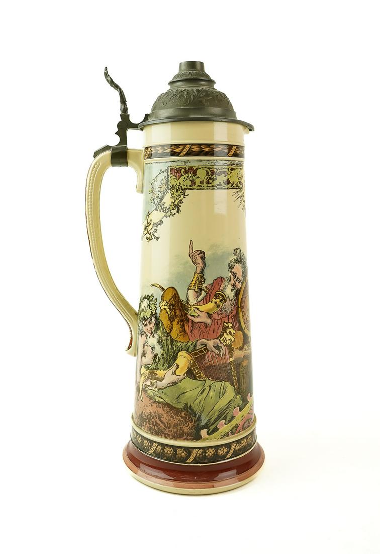 Late 19th c. Mettlach Pottery Oversized Stein (1 of 5)