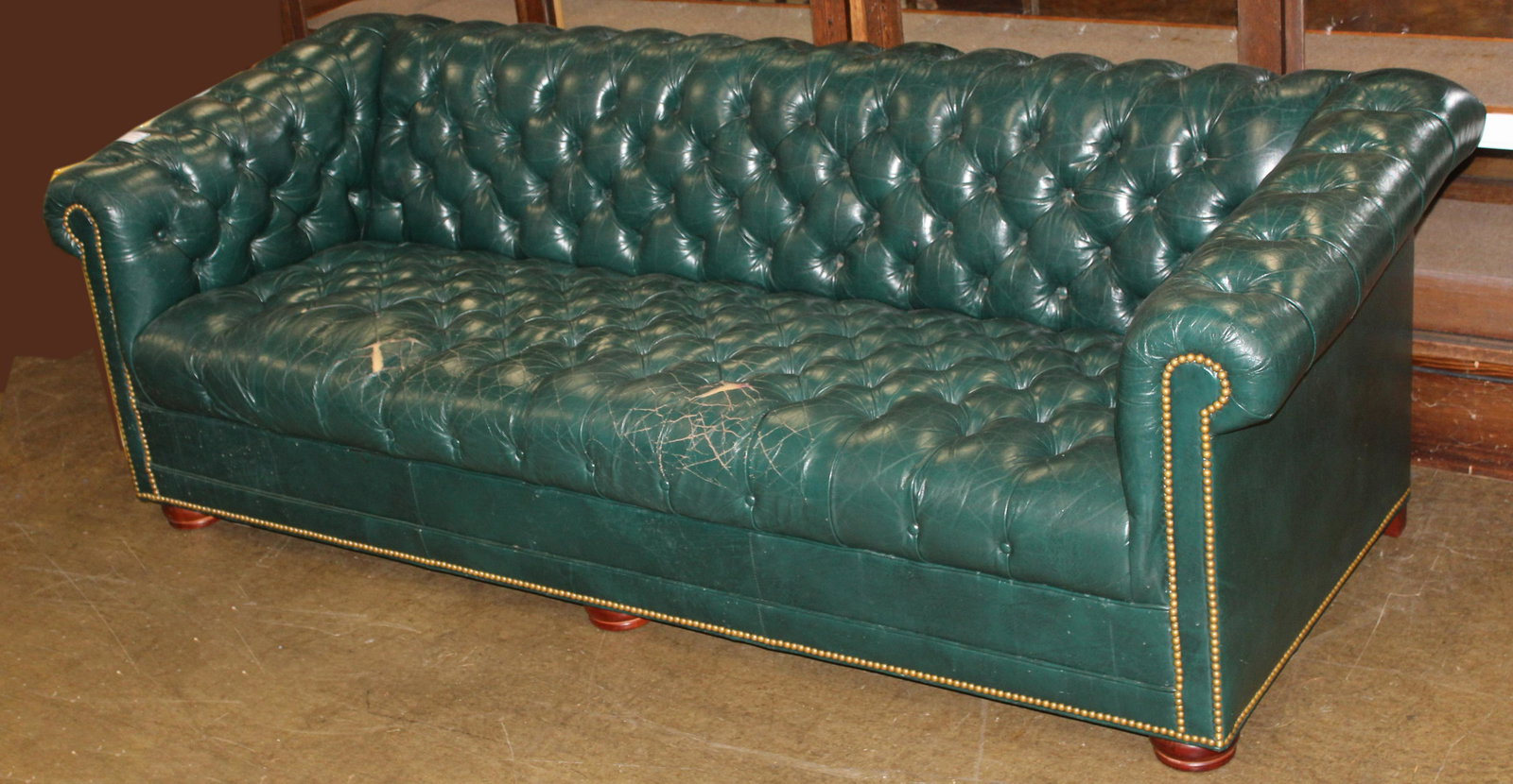 Green Leather Chesterfield Sofa (1 of 4)
