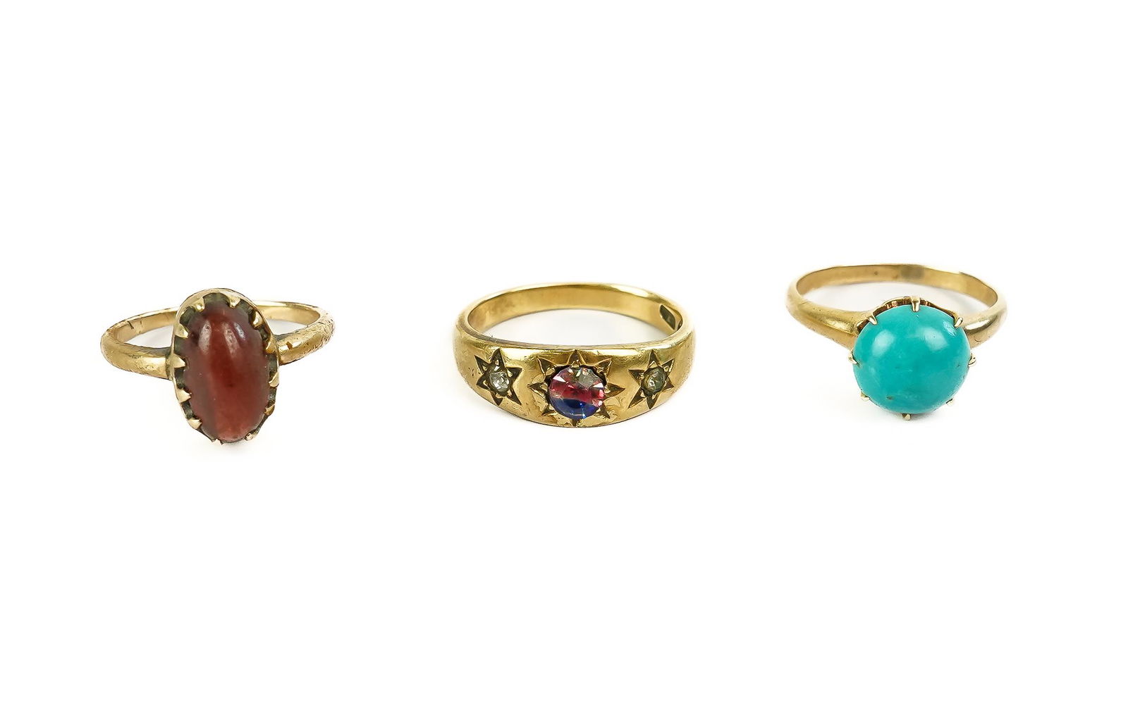 3 Gold Rings Set with Various Stones (1 of 1)