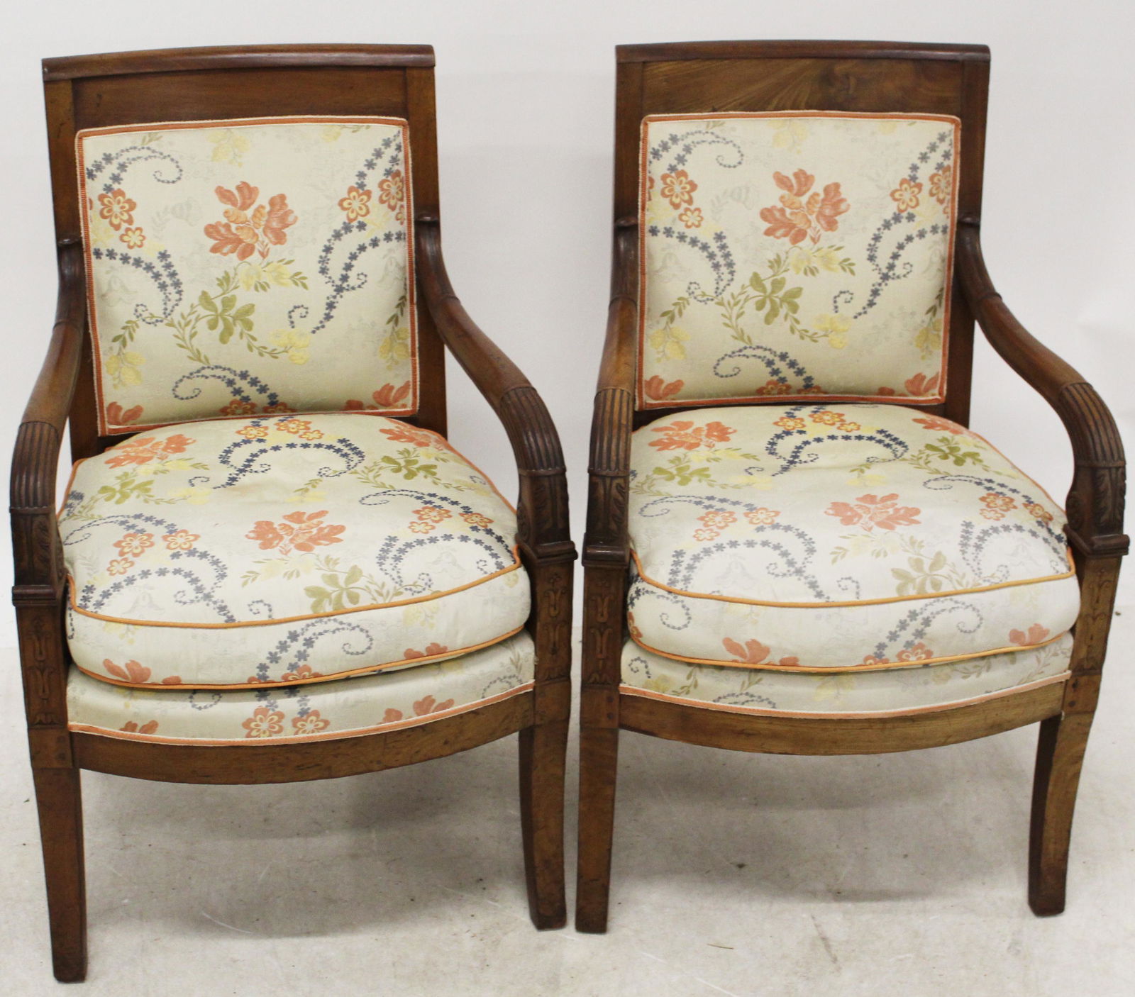 Pair of French Provincial Carved Armchairs (1 of 4)