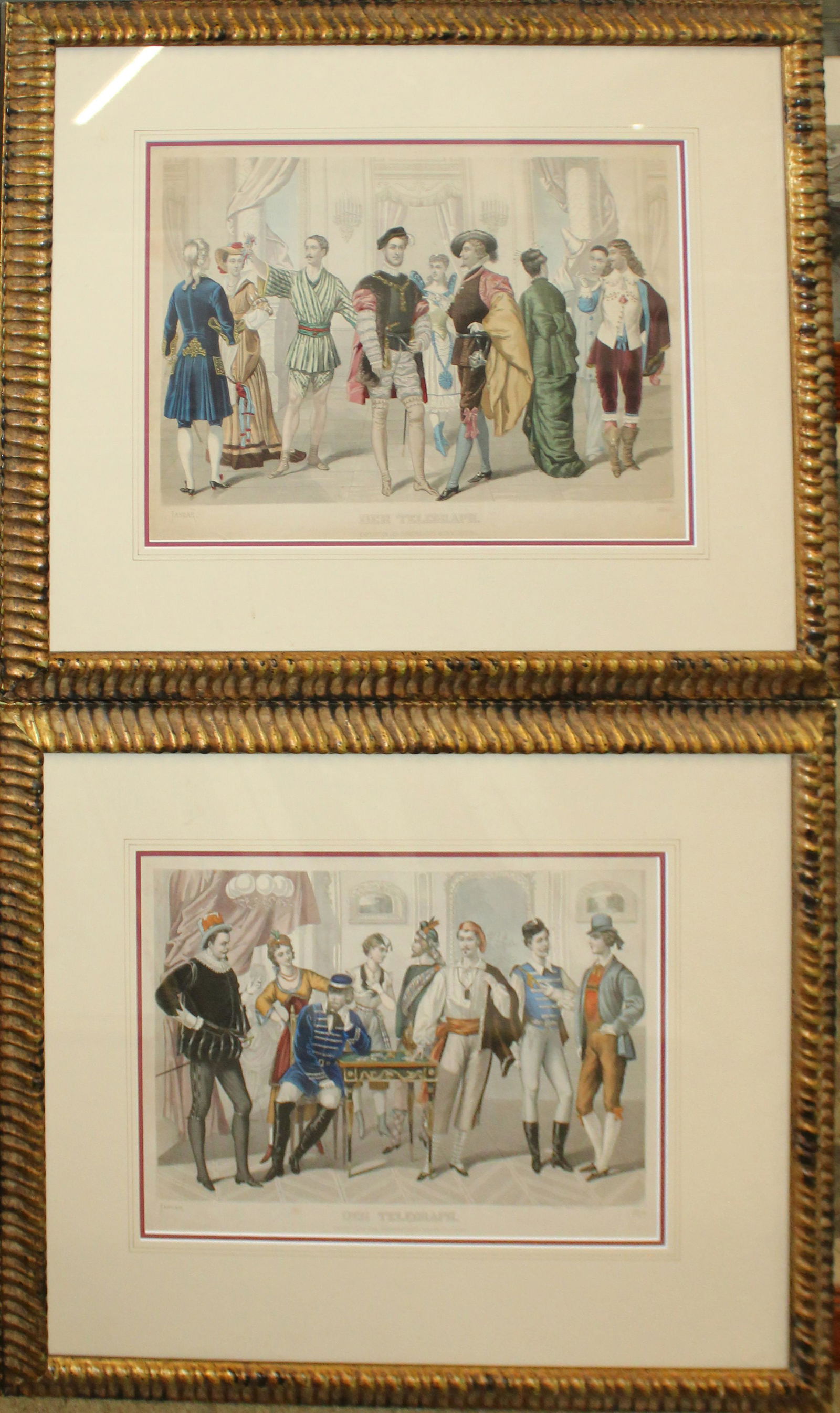 Pair of handcolored engravings from Der Telegraph (1 of 3)