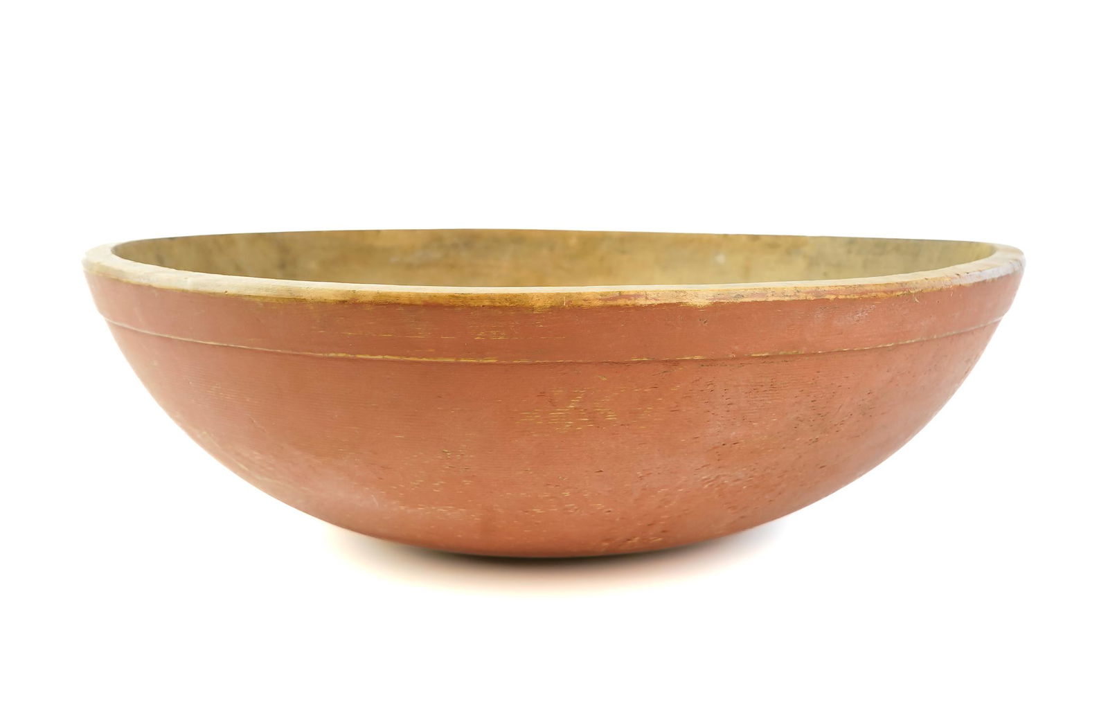 Large Wooden Bowl in Salmon Paint (1 of 3)