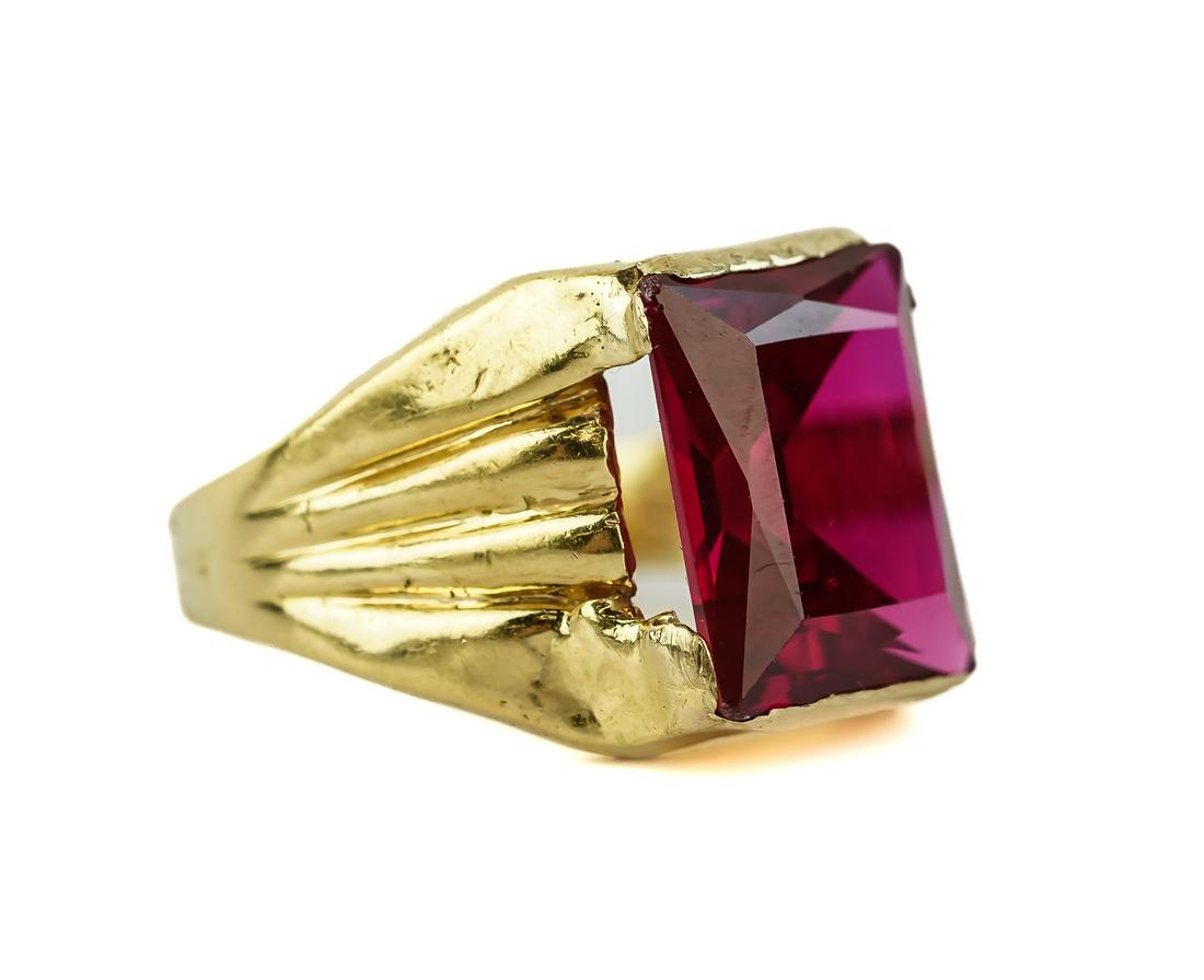 18k Yellow Gold Men's Ruby Ring (1 of 4)