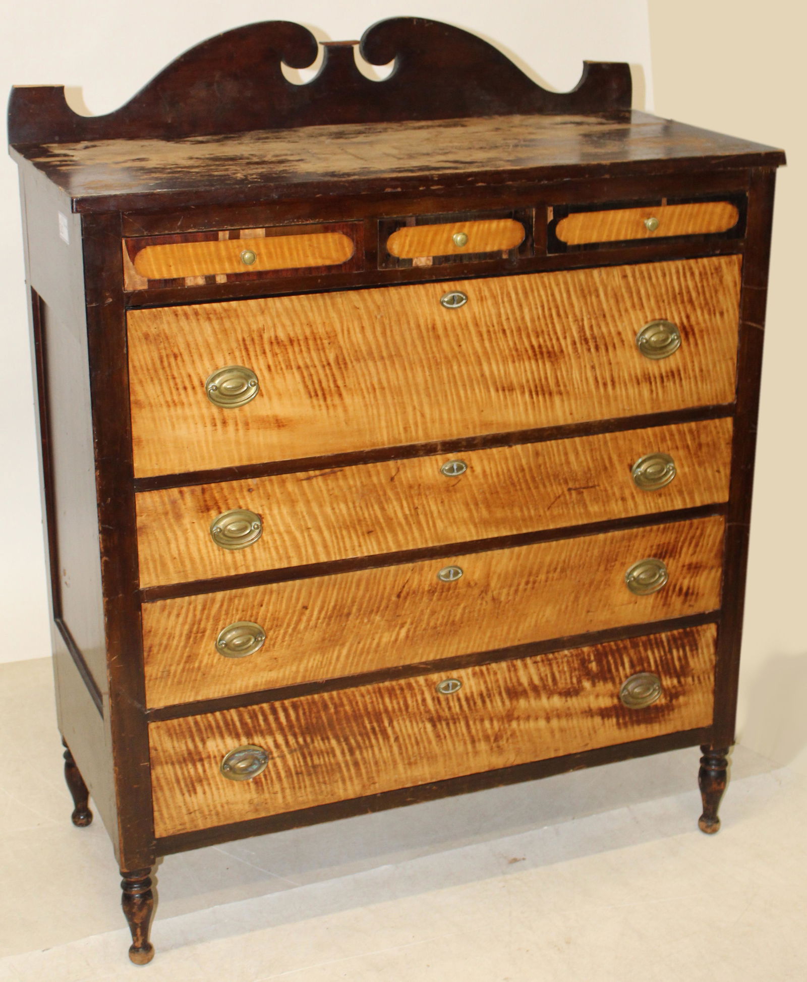 19th c Vermont Sheraton Chest (1 of 6)