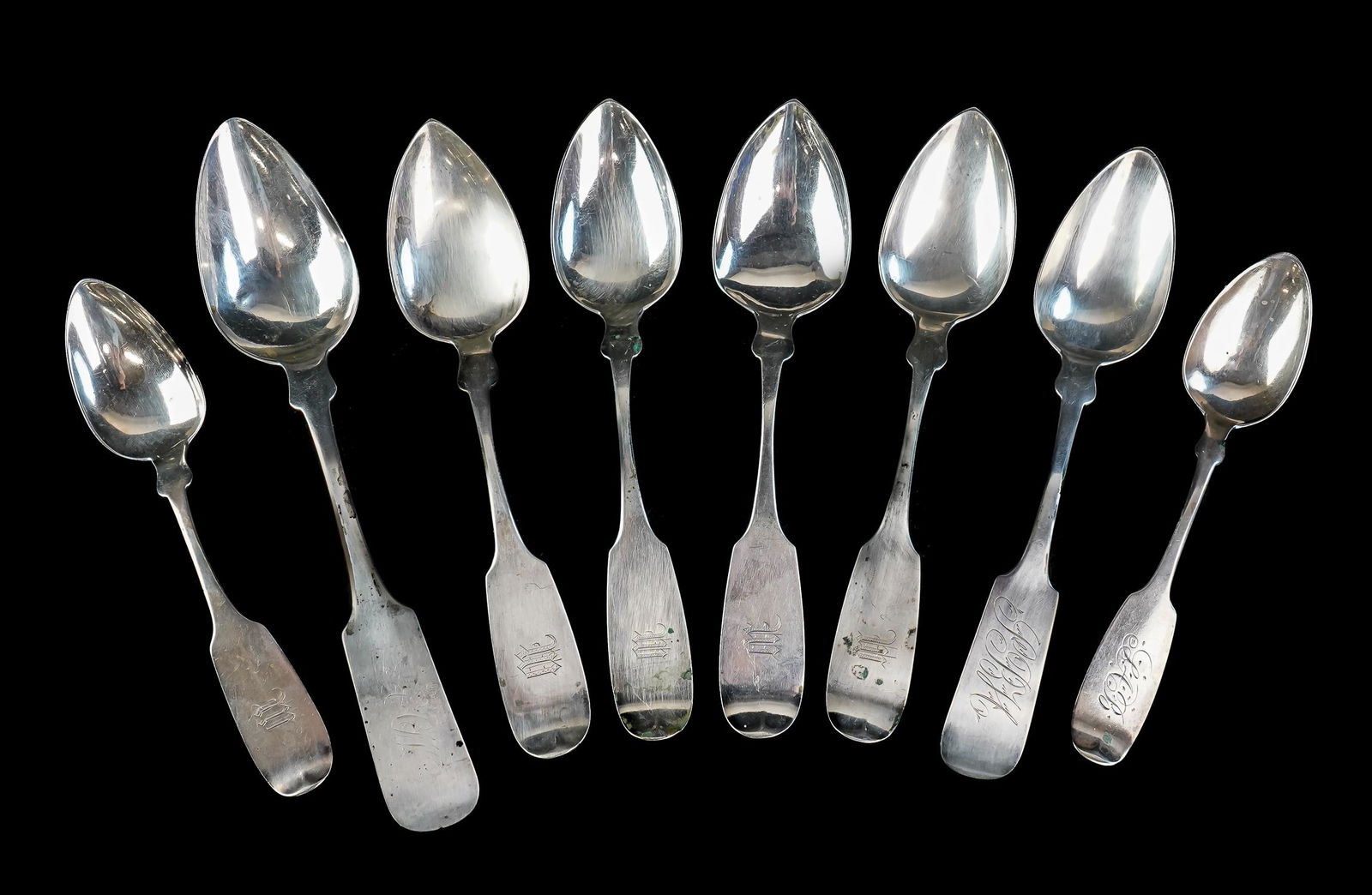 8 Early American Coin Silver Spoons (1 of 2)
