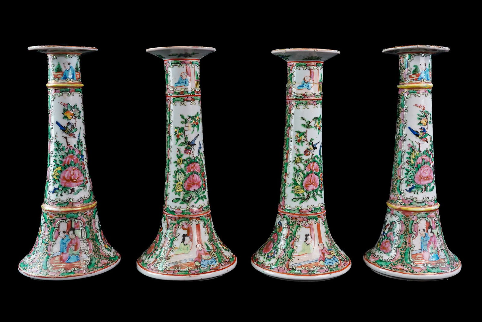 4 Rose Medallion Candle sticks (1 of 2)