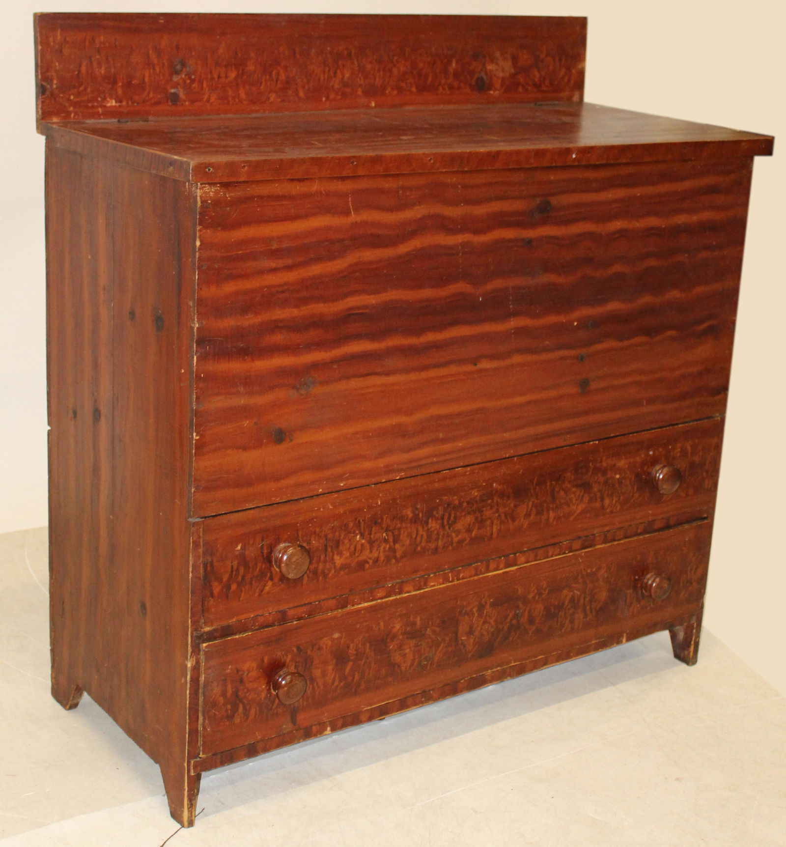19th c Grain Painted Blanket Chest (1 of 2)