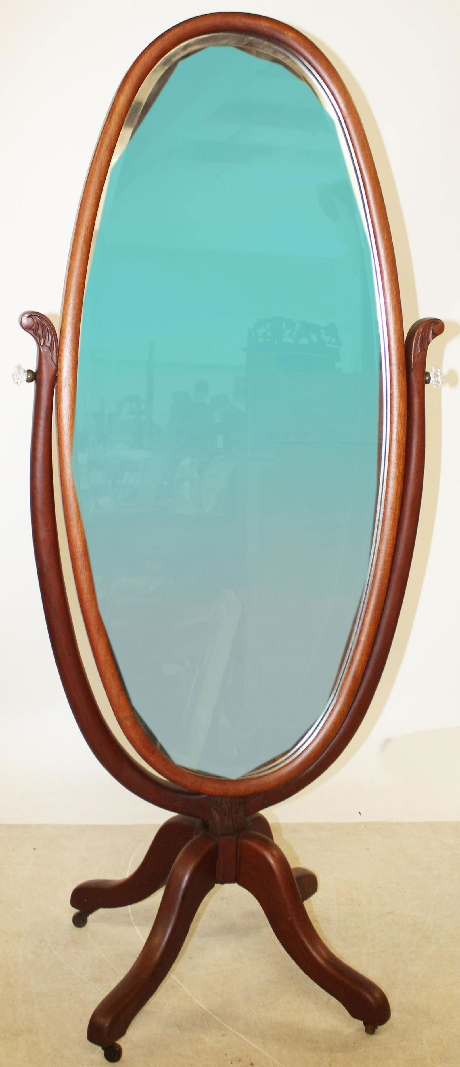 Circa 1890 Mahogany Cheval Mirror (1 of 3)