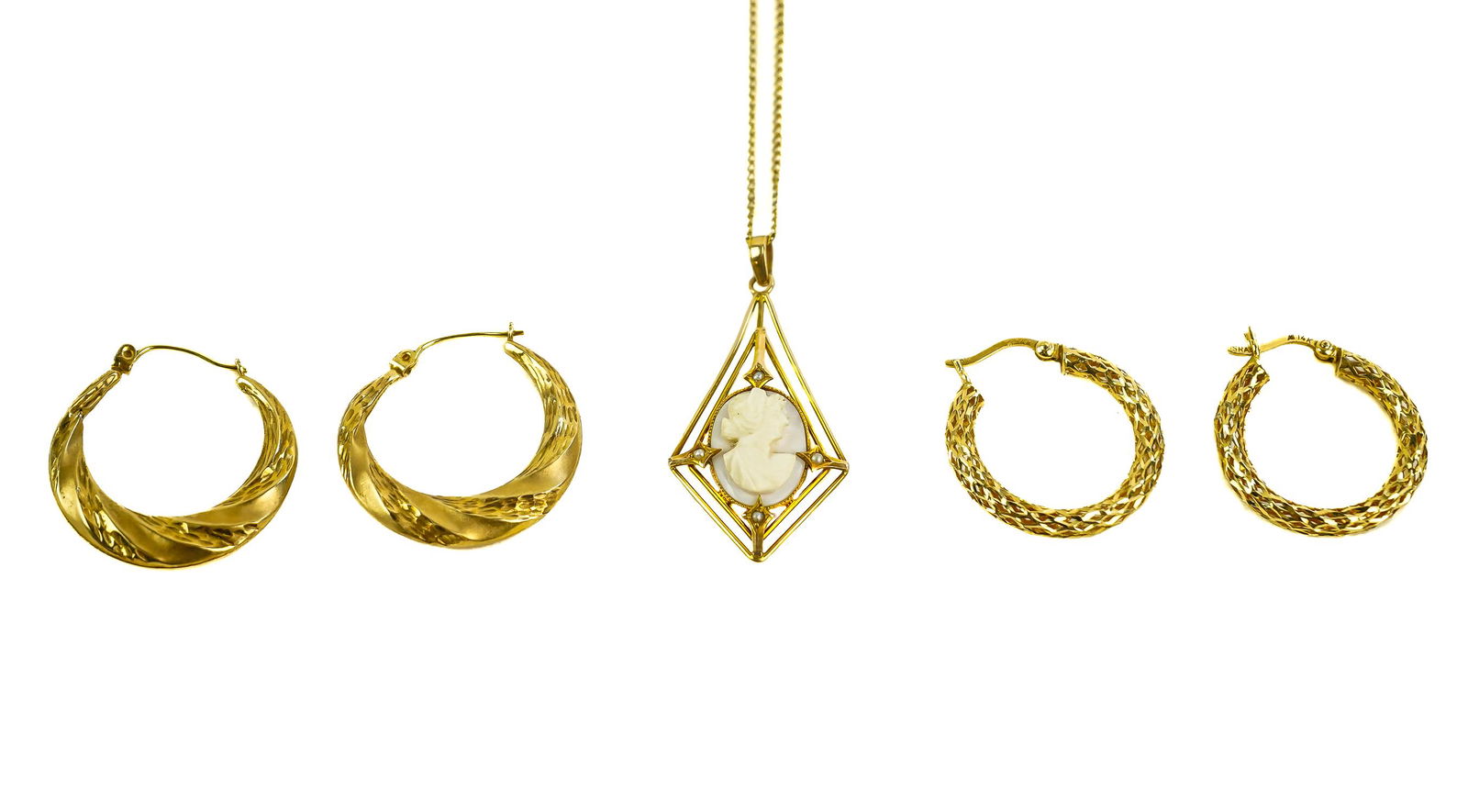 Gold Earrings & Pendant (1 of 1)
